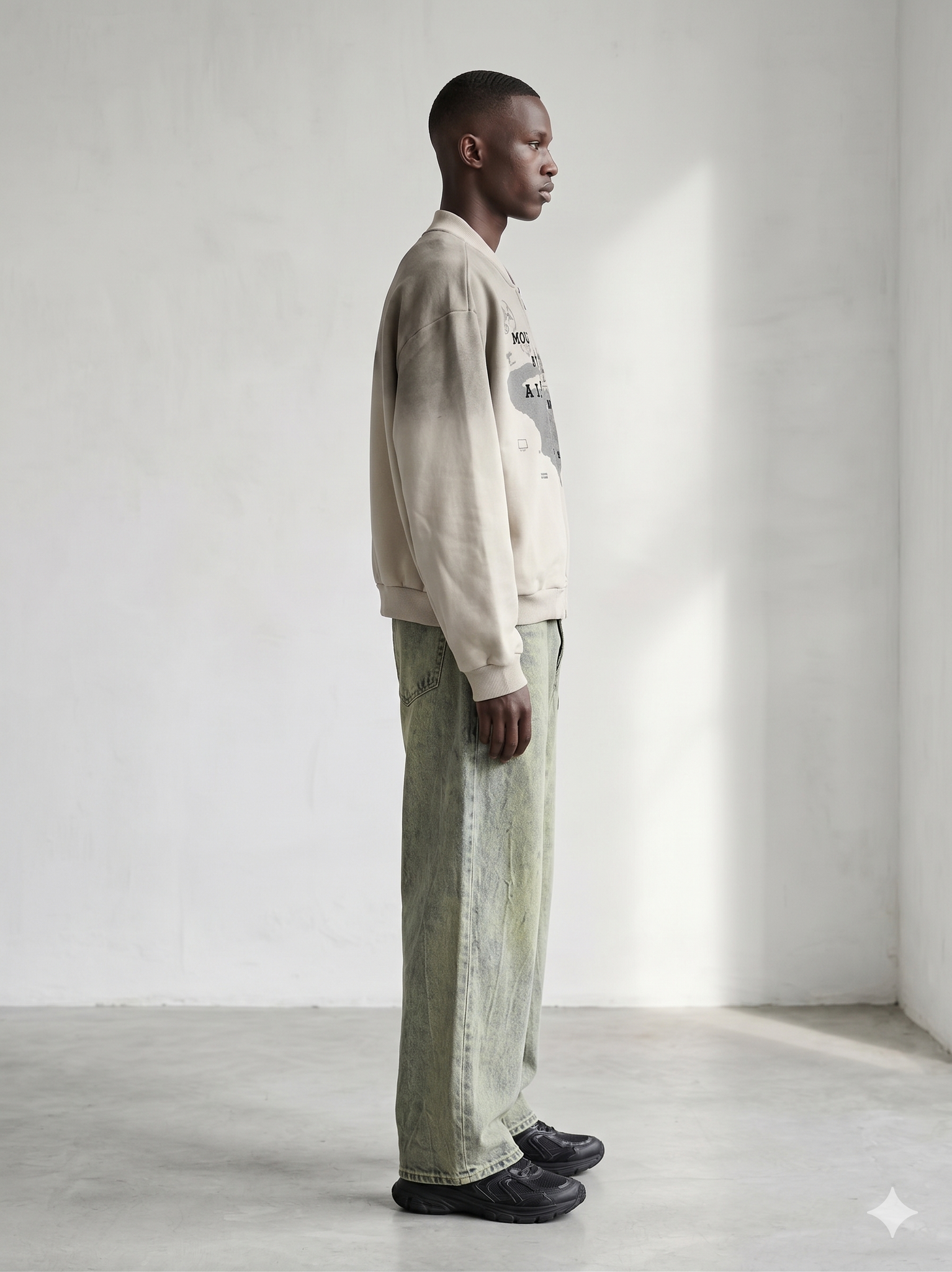 Washed zip up sweater