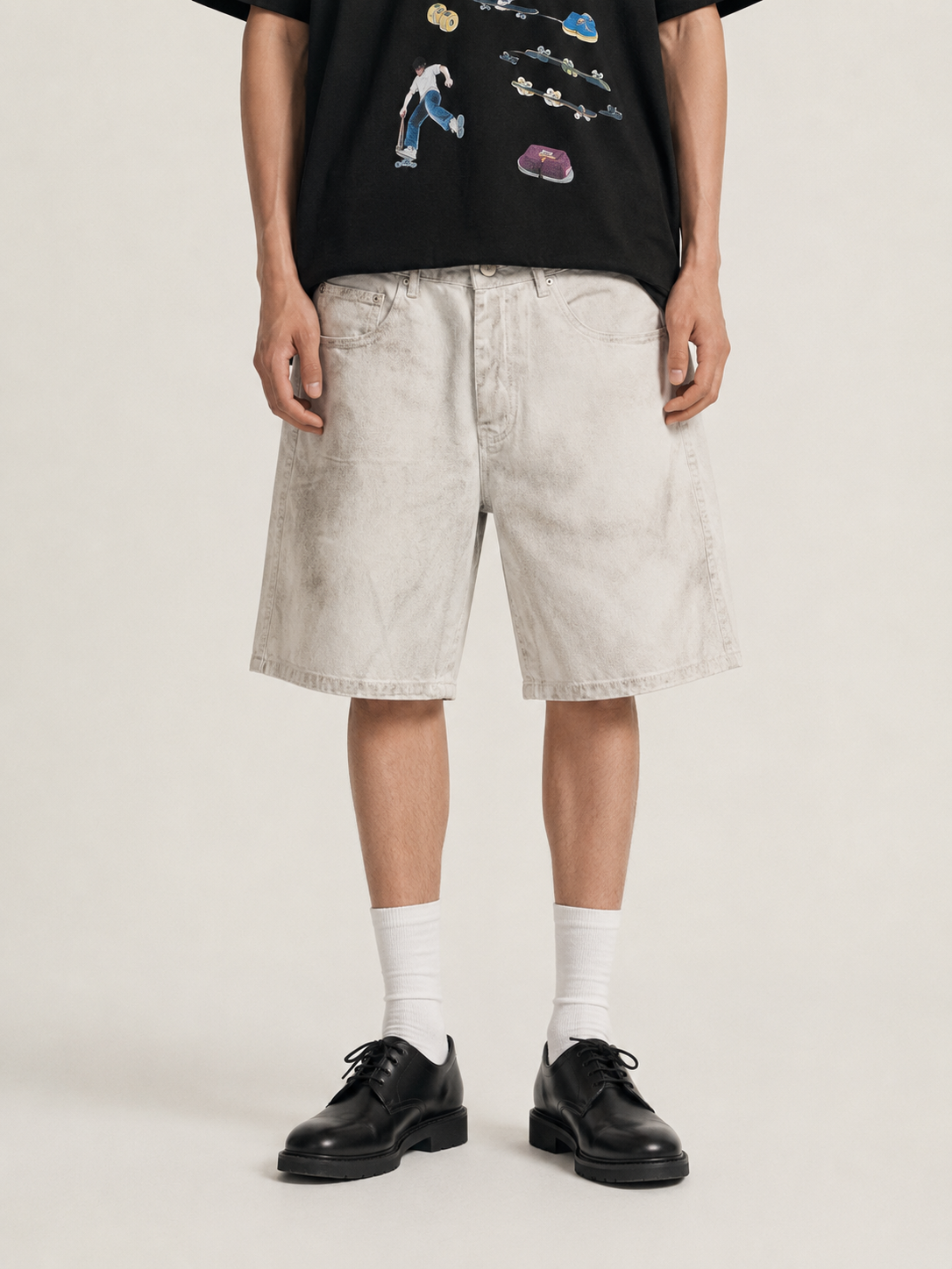 Faded white jean short