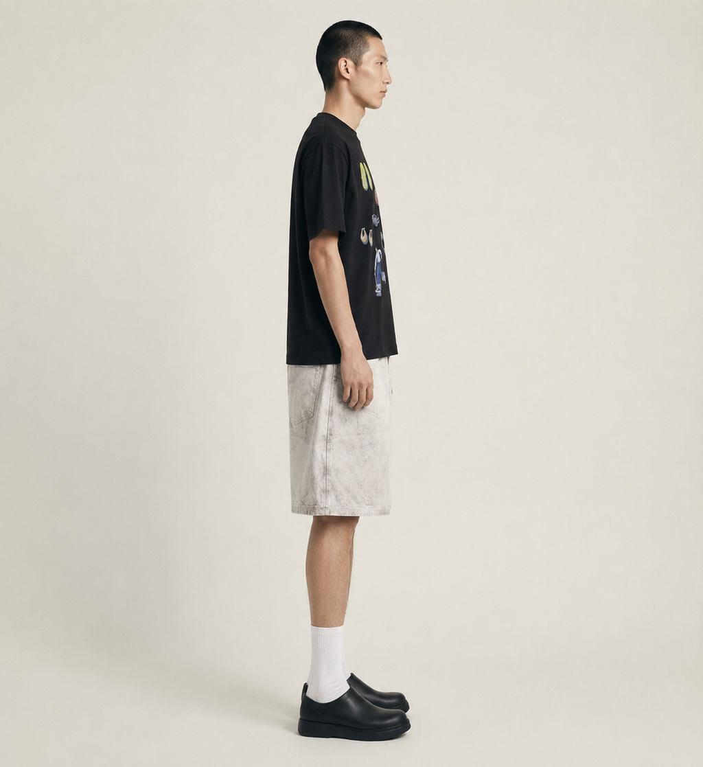 Faded white jean short