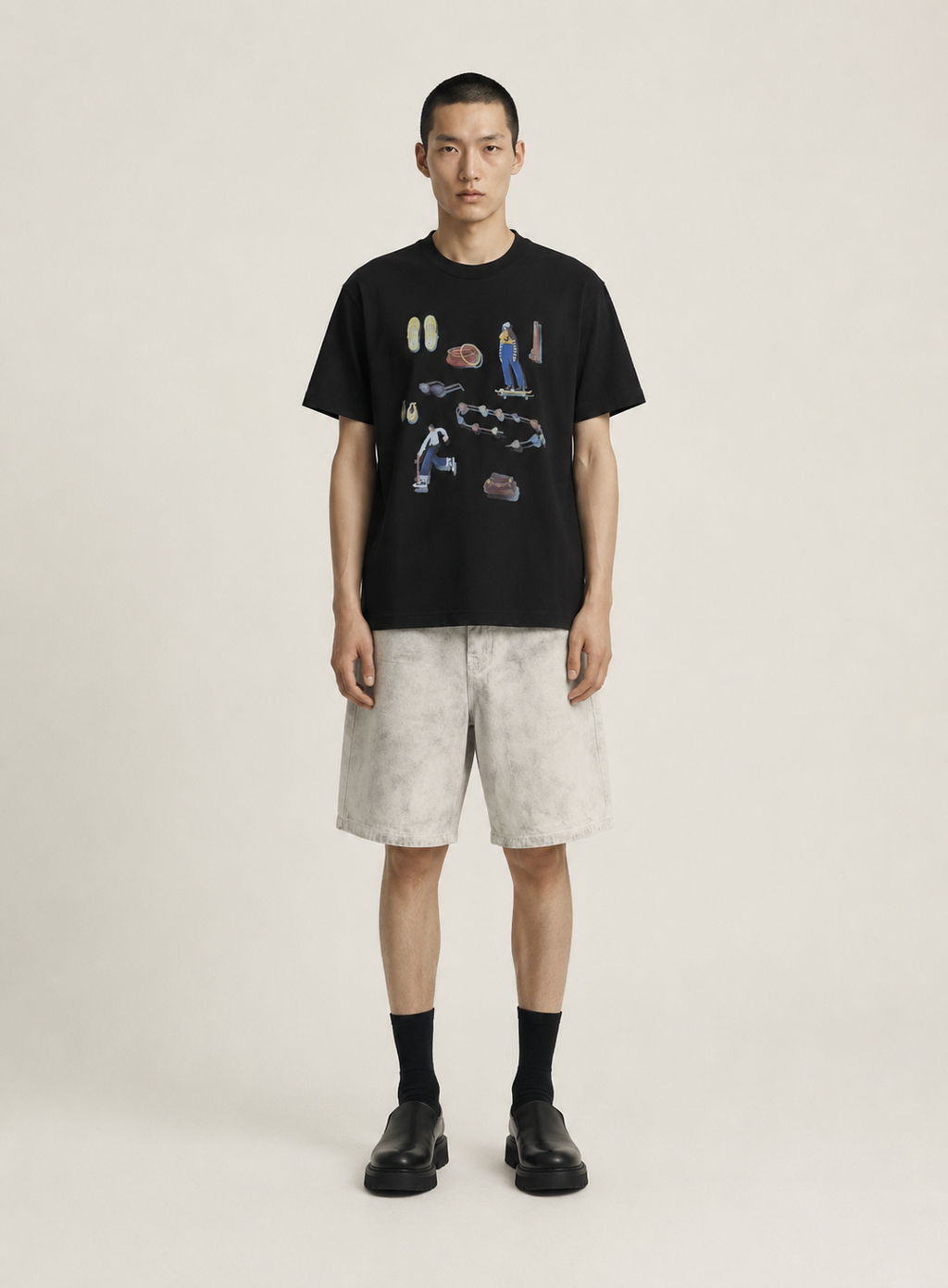 Faded white jean short