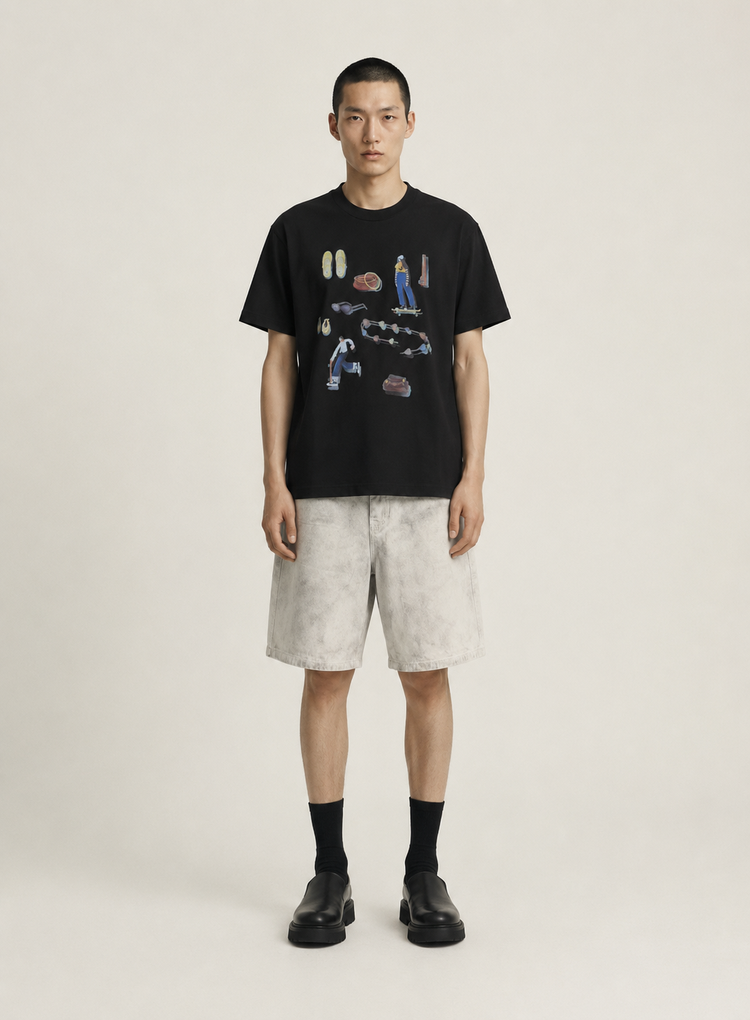 Faded white jean short