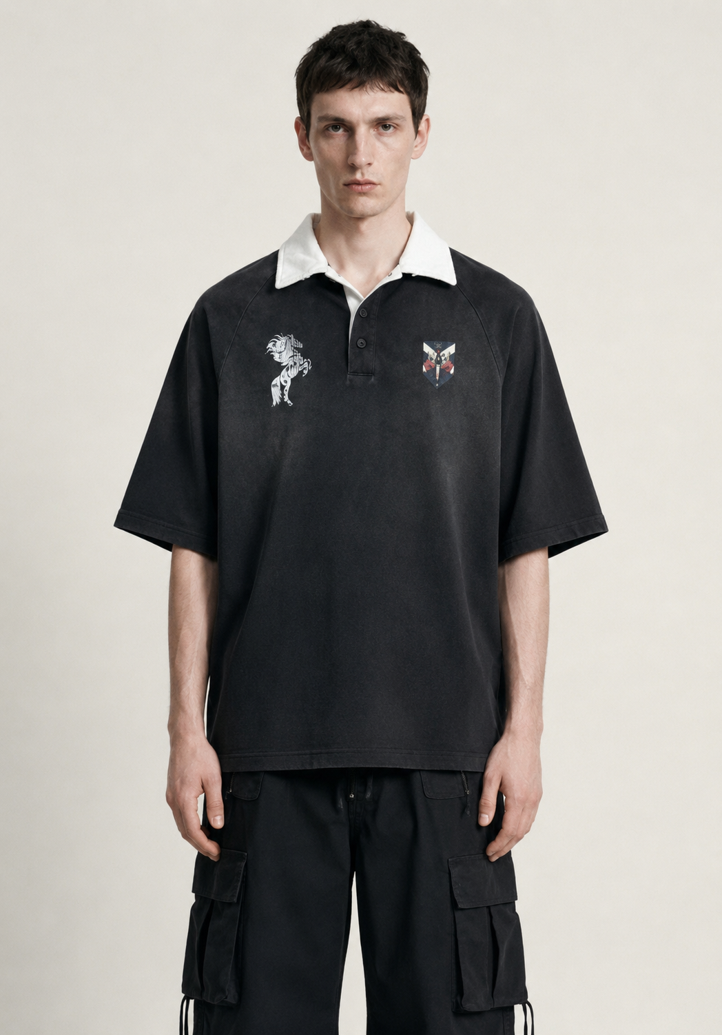 Washed black polo
