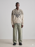 Washed zip up sweater